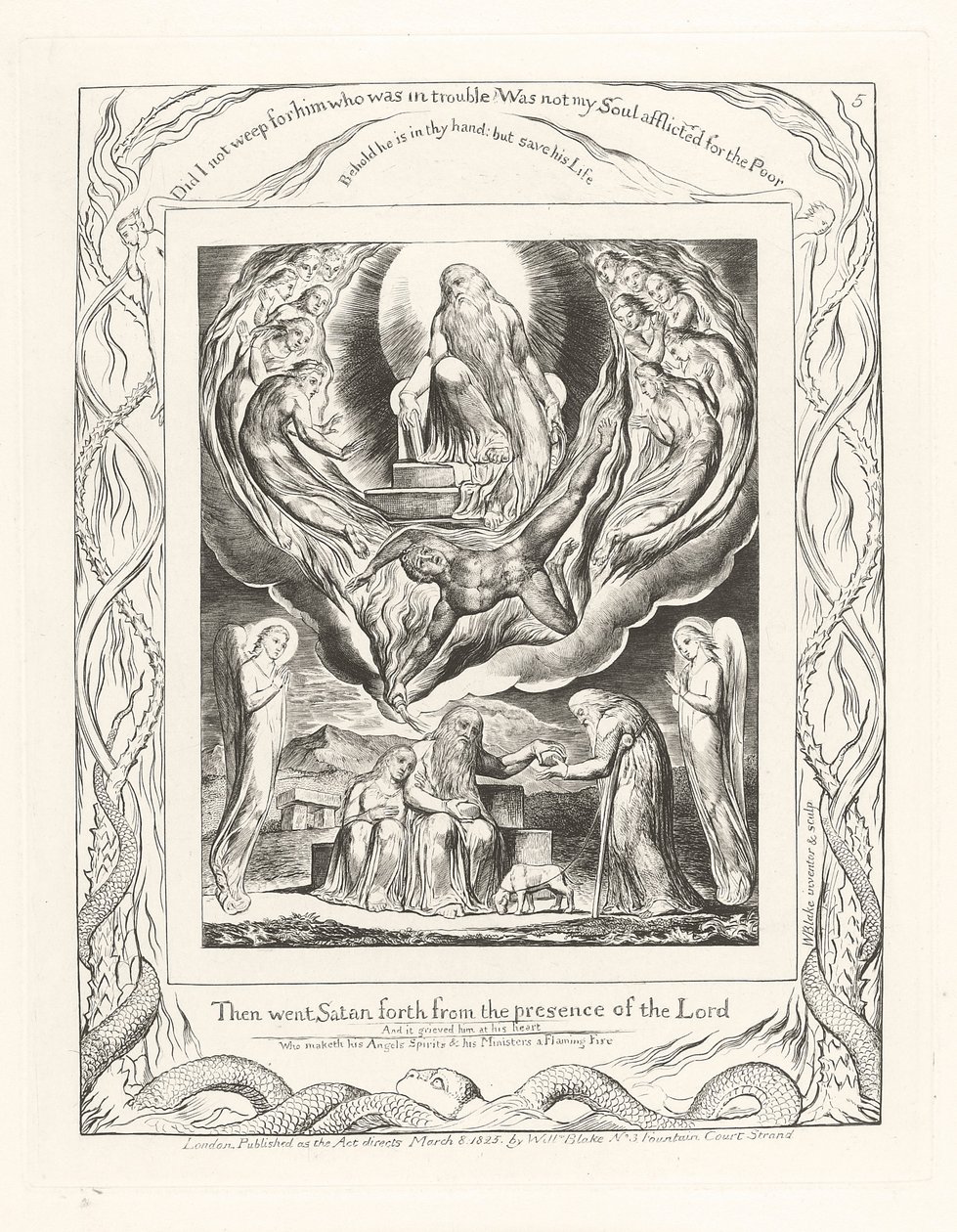 Toen ging Satan weg uit de aanwezigheid van de Heer, 1825 door William Blake