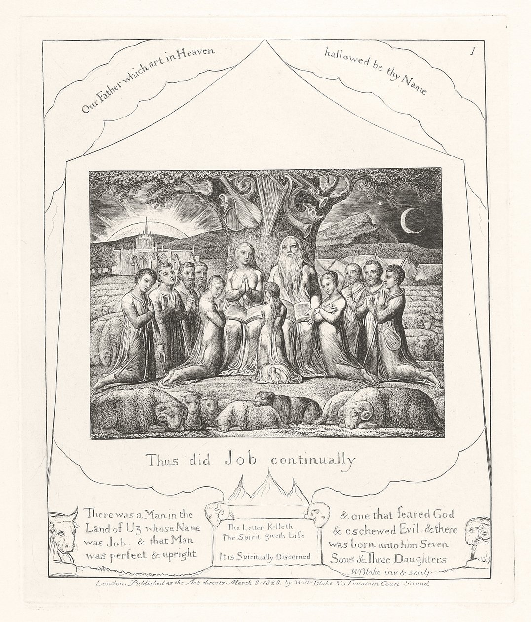 Zo deed Job voortdurend, 1825 door William Blake