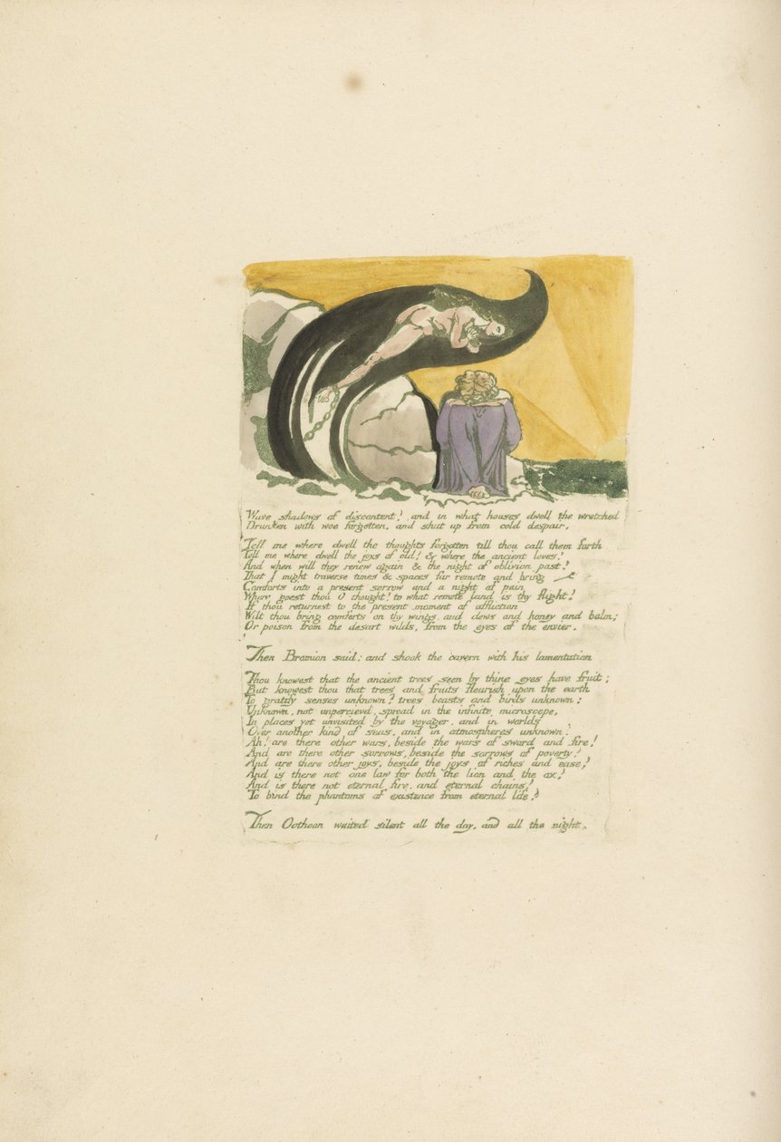Golfschaduwen van ontevredenheid.., plaat 7 uit Visions of the Daughters of Albion, 1793 door William Blake