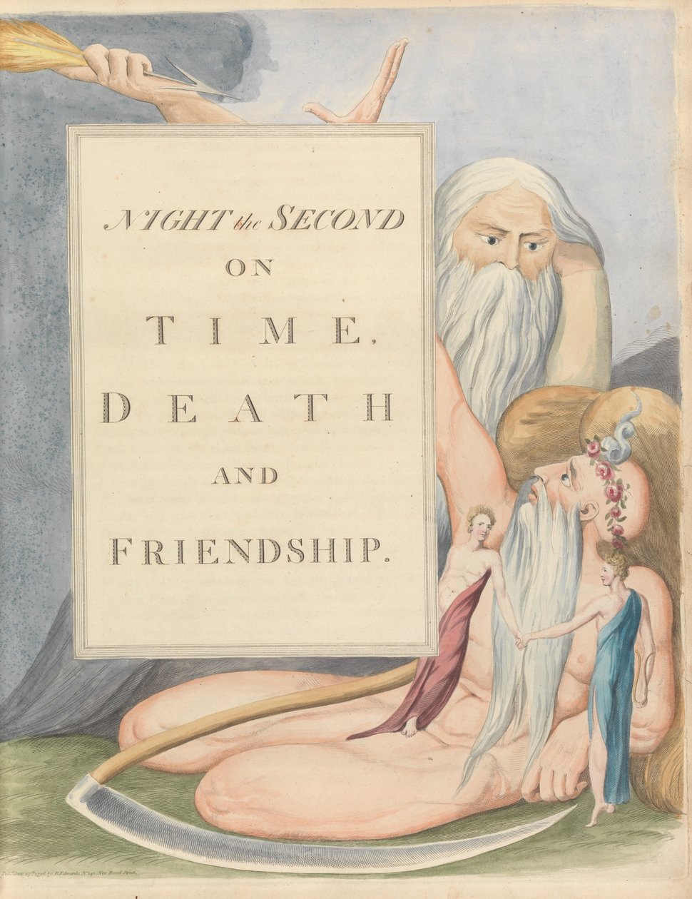 Youngs Night Thoughts, Pagina 17, Nacht de Tweede, Over Tijd, Dood en Vriendschap. door William Blake