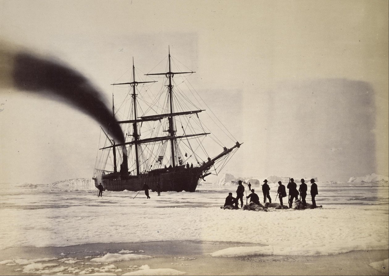 Jagen met stoom in Melville Bay door William Bradford