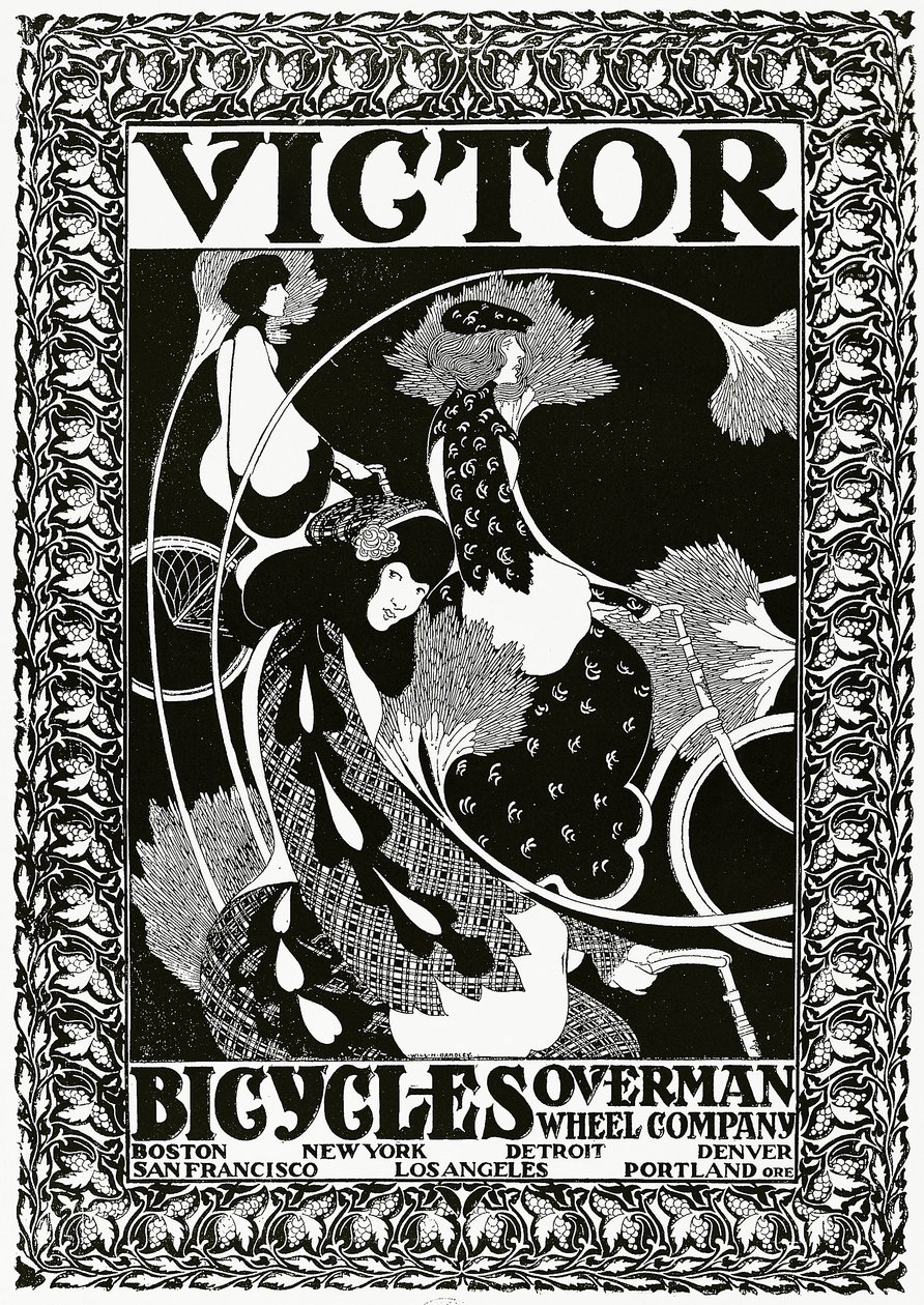 Poster die Victor Bicycles adverteert door William Bradley