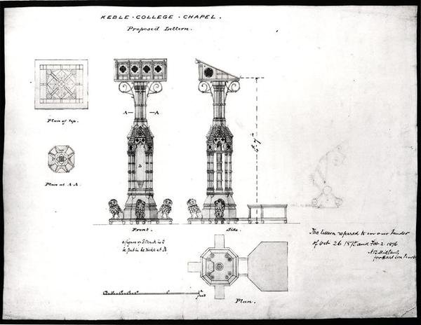 Ontwerp voor een lessenaar, Keble College Chapel, Oxford door William Butterfield