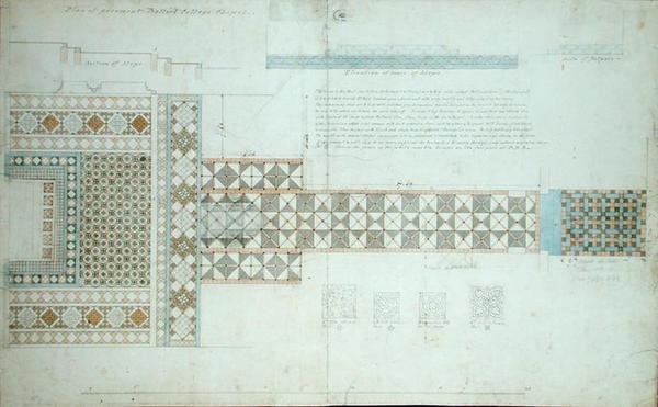 Ontwerp voor een vloer, Balliol College Chapel, Oxford door William Butterfield