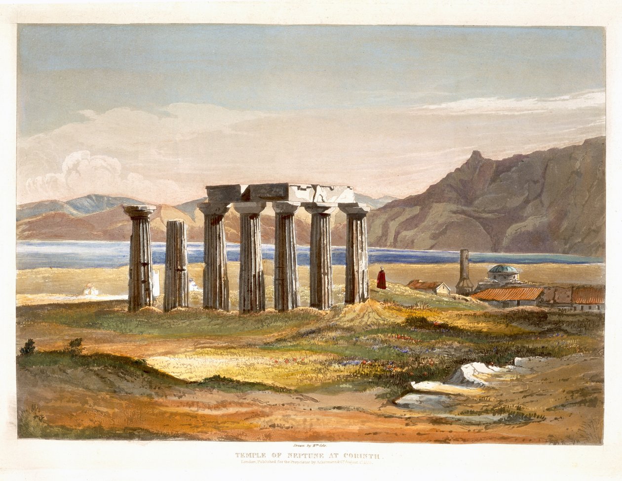 Tempel van Neptunus in Korinthe, uit Select Views of the Remains of Ancient Monuments In Greece, van tekeningen ter plaatse gemaakt door William Cole, 1833 door William Cole