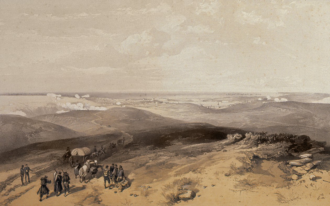 Sebastopol vanaf de achterkant van de Engelse batterijen, 1855 door William Crimea Simpson