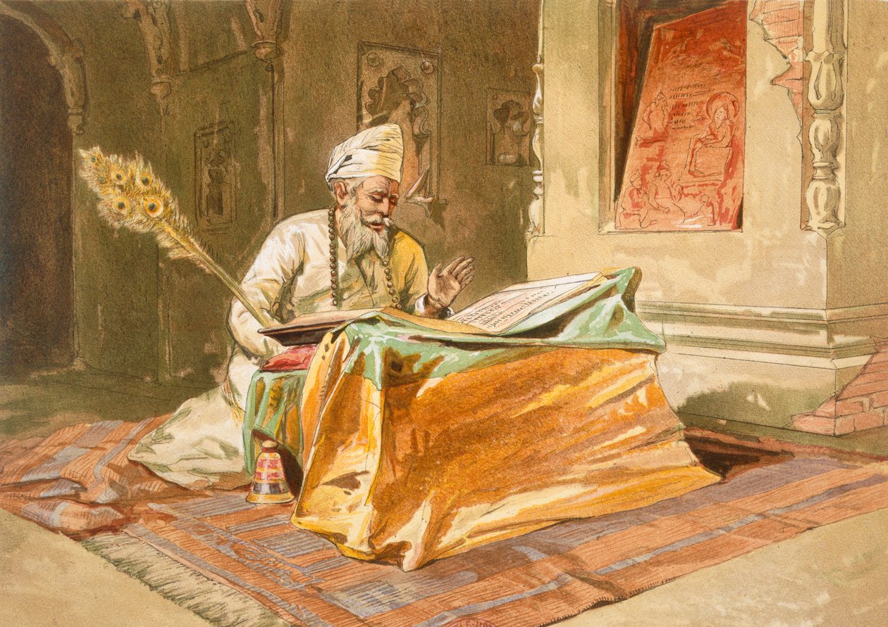 Sikh Priester Leest de Grunth, Umritsar, uit 