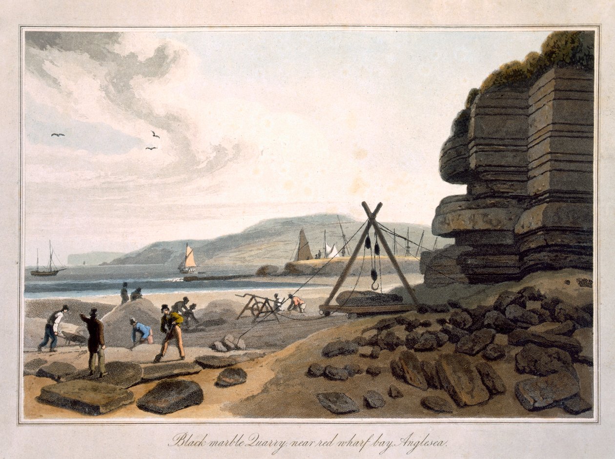 Zwarte marmergroeve bij Red Wharf Bay, Anglesea, uit 