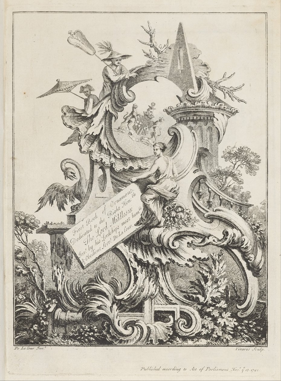 Frontispice voor Boek 4, in Acht boeken van Ornament door William Delacour