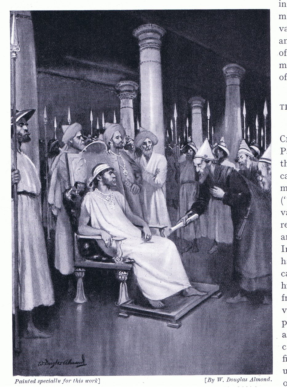 Gondophares ontvangt een brief van St. Thomas 45 AD door William Douglas Almond