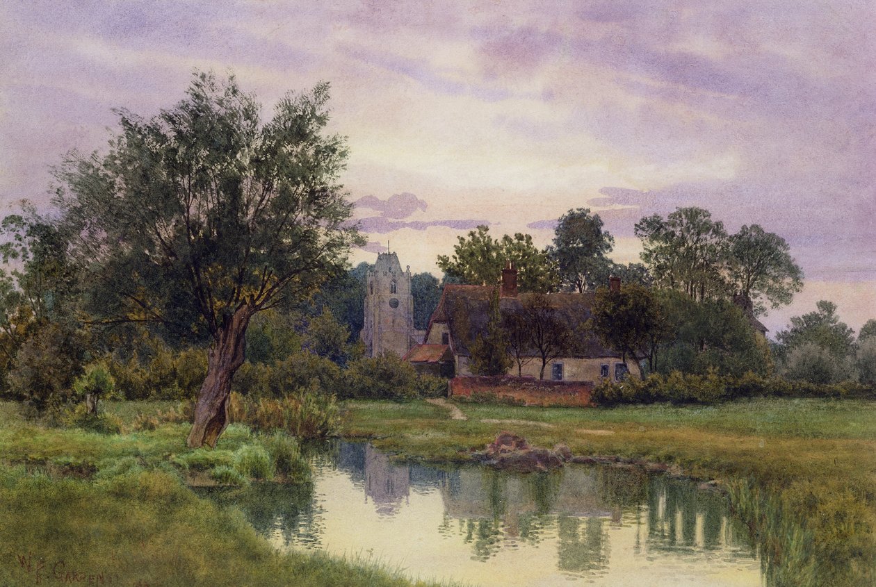 Avond, Hemingford Grey Church, Huntingdonshire door William Fraser Garden