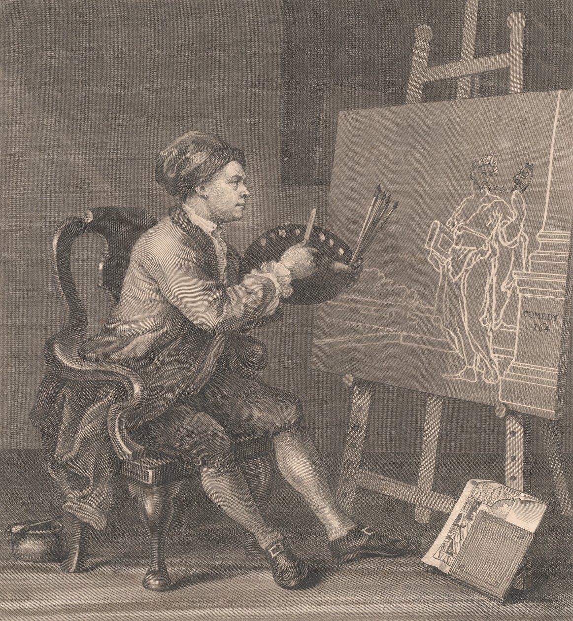 Hogarth Schildert de Komische Muze door William Hogarth