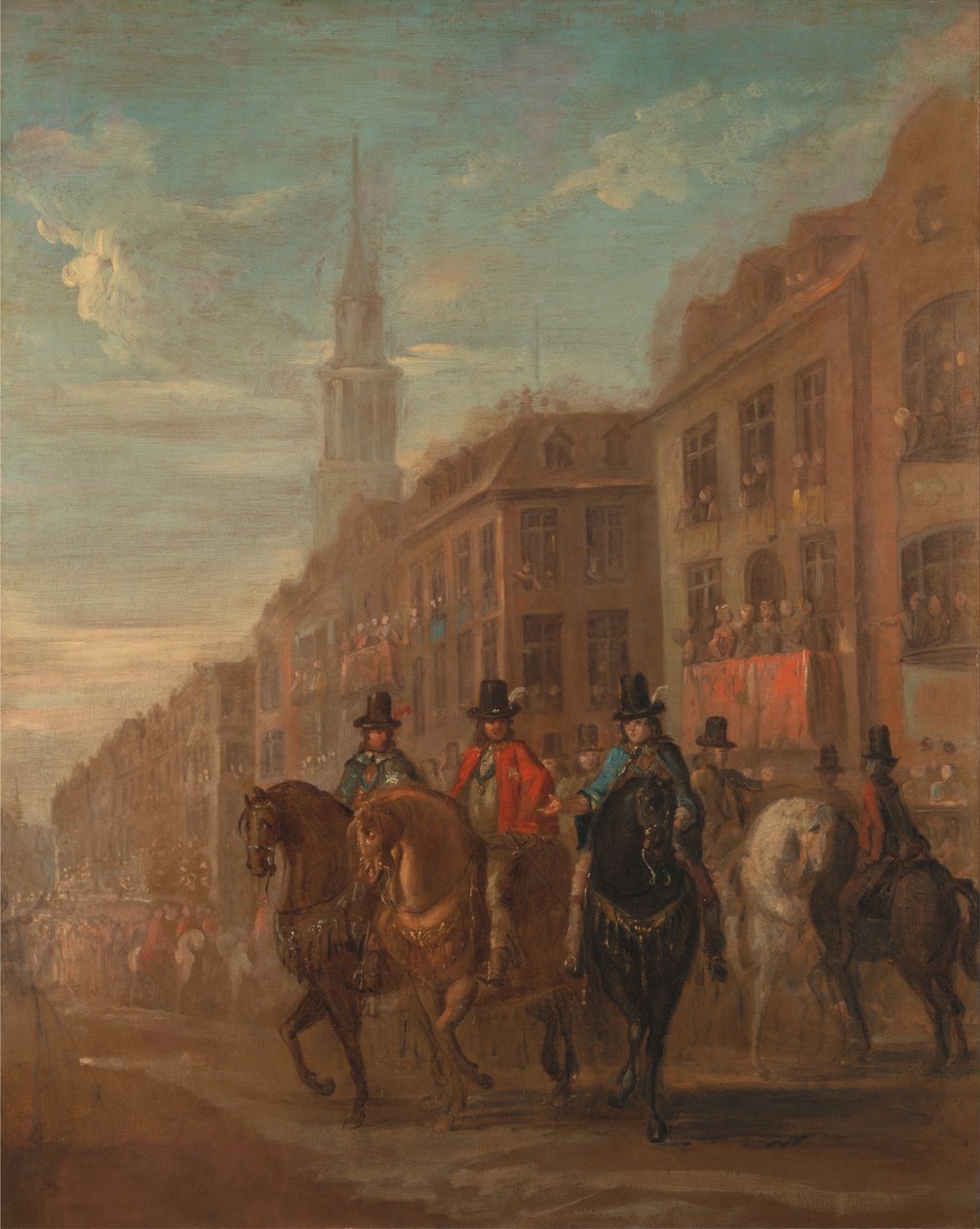 Restauratie Processie van Karel II bij Cheapside door William Hogarth