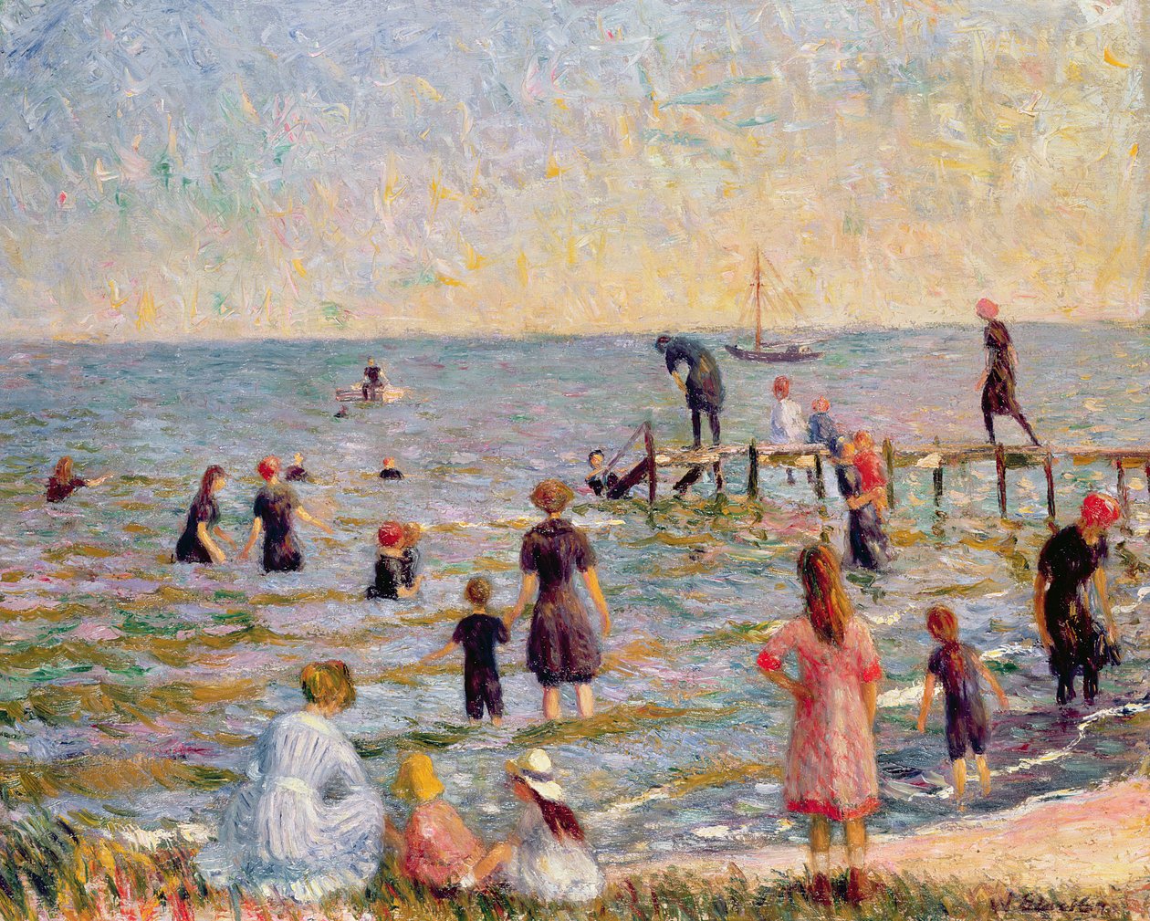 Baden bij Bellport, Long Island door William James Glackens