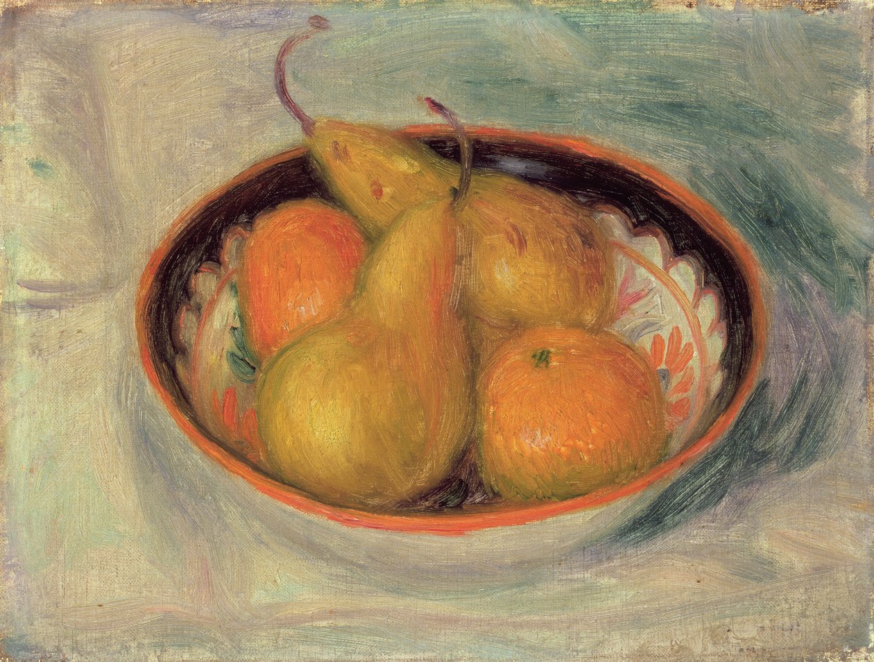 Peren en Sinaasappels in een Kom, 1915 door William James Glackens