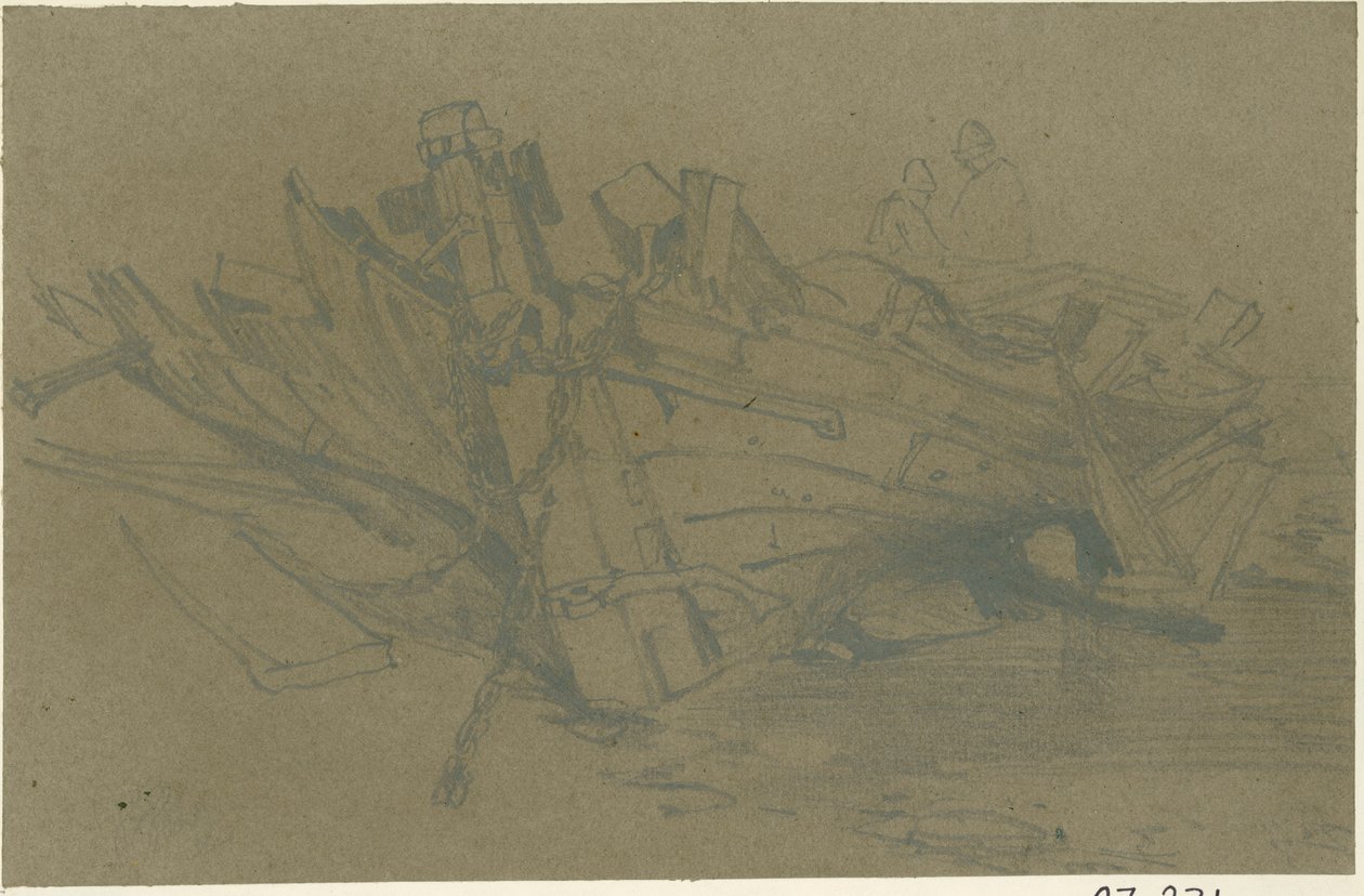 Een beschadigde boot door William James Muller