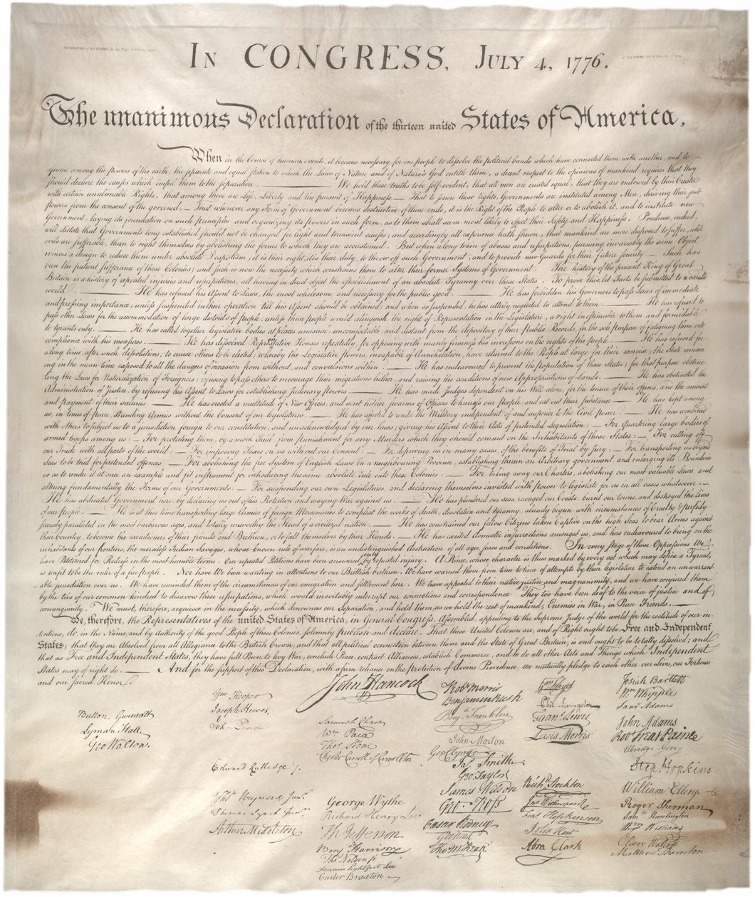 Onafhankelijkheidsverklaring, 1776, 1 januari 1823 (facsimile op perkament) door William James Stone