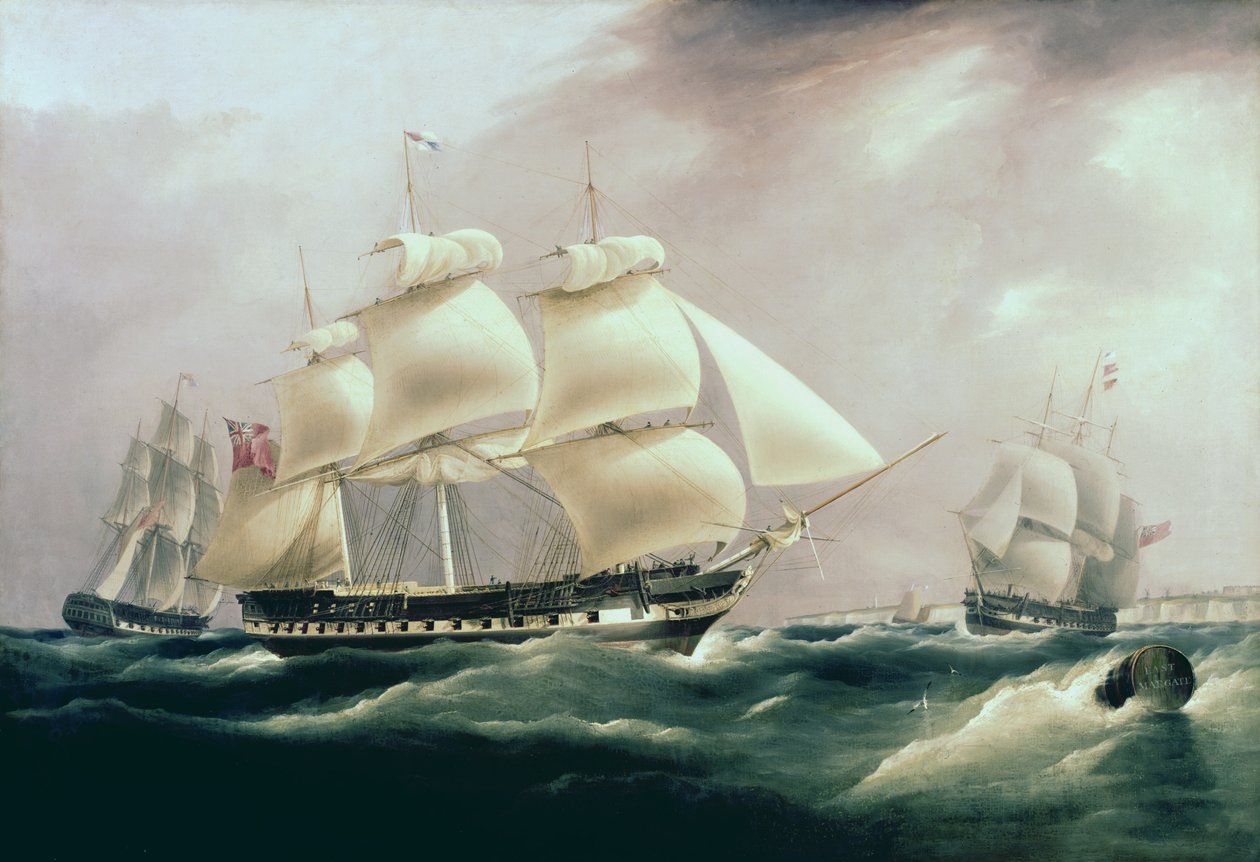 Oost-Indiëvaarder Herefordshire, 1815 door William John Huggins