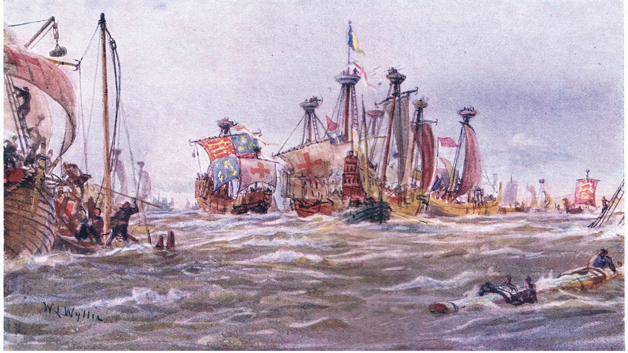 Slag bij Sluys 1340 AD, 1915 door William Lionel Wyllie