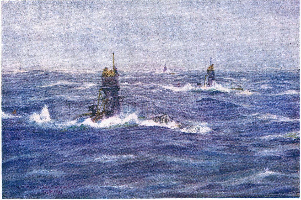 Onderzeeërs in het Kanaal, 1915 door William Lionel Wyllie