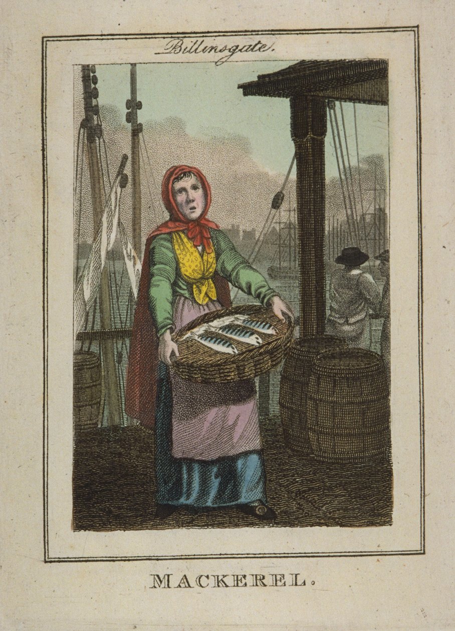 Makreelverkoper bij Billingsgate, 1804 door William Marshall Craig
