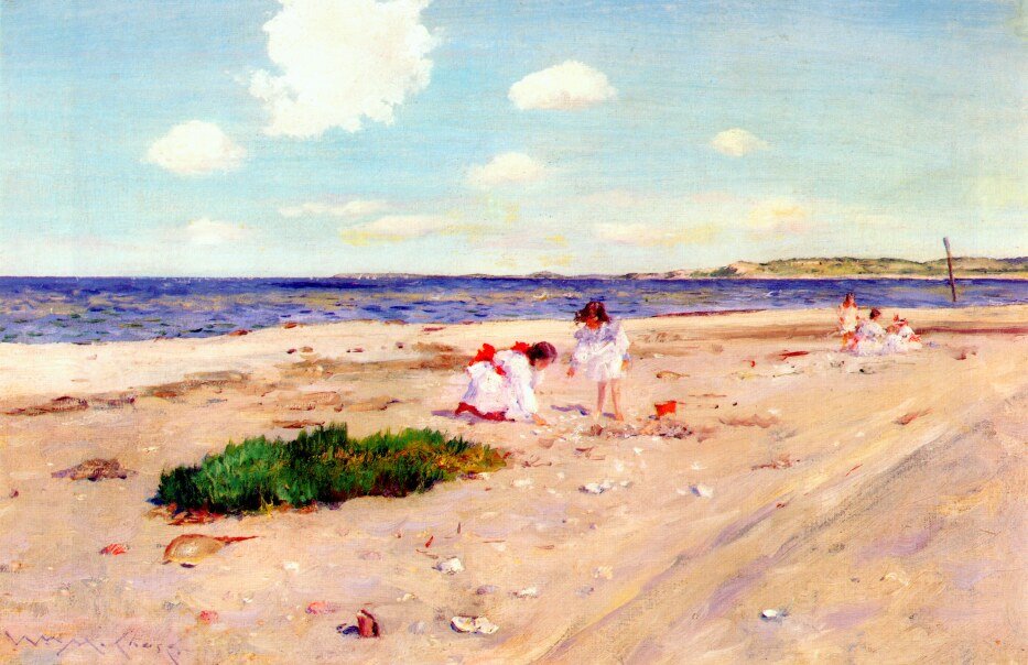 Shell Beach bij Shinnecock door William Merritt Chase