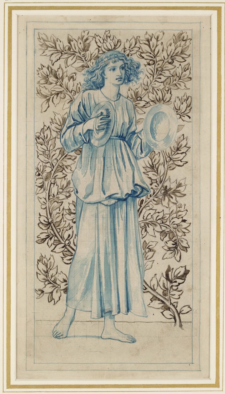 Een vrouw die cimbalen speelt door William Morris