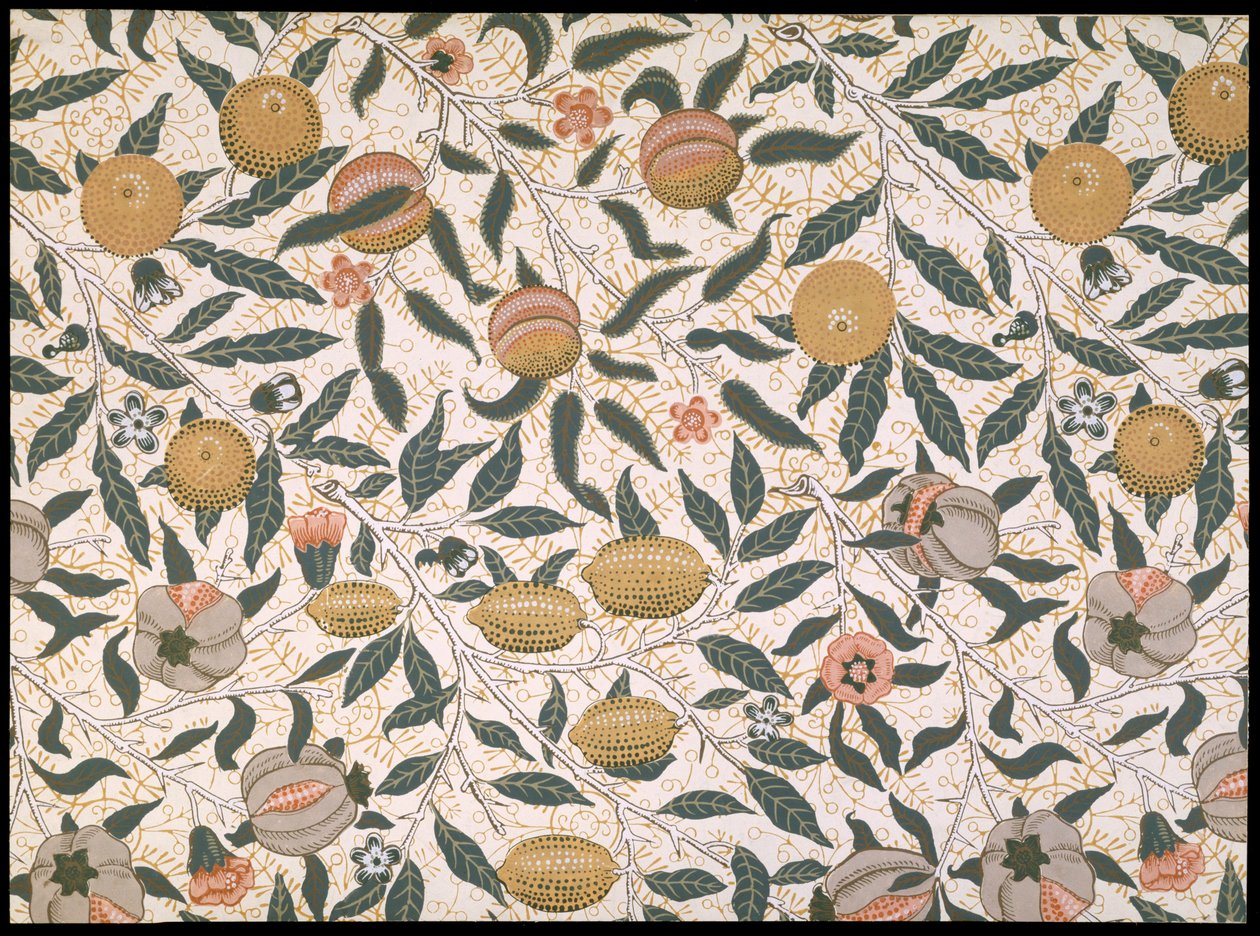 Granaatappel, ontwerp voor behang, 1866 door William Morris