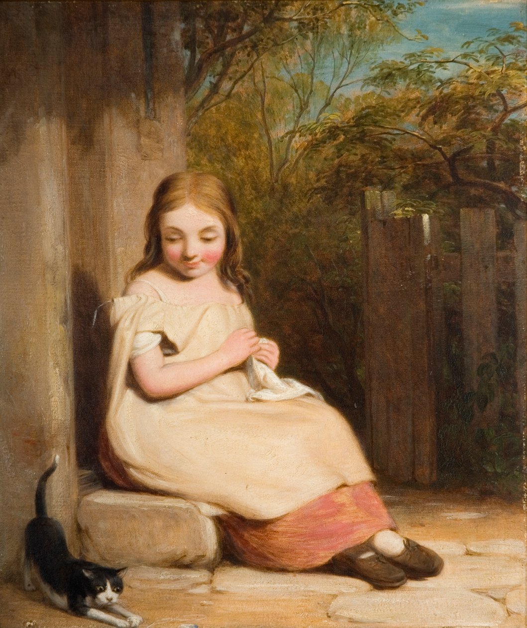 Jong meisje met kitten door William Mulready