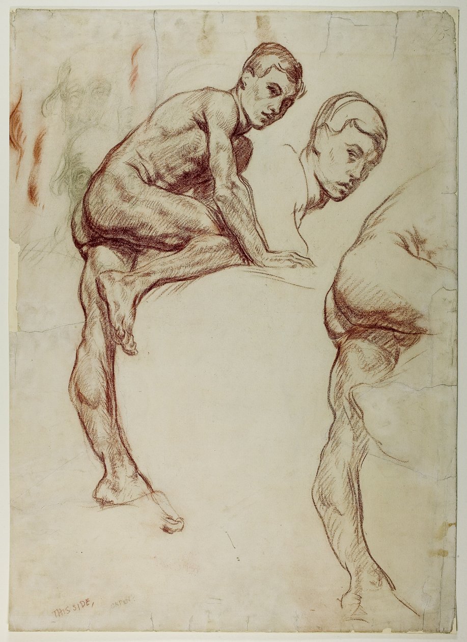 Een studie van een jonge man die klimt, ca. 1898 door William Orpen