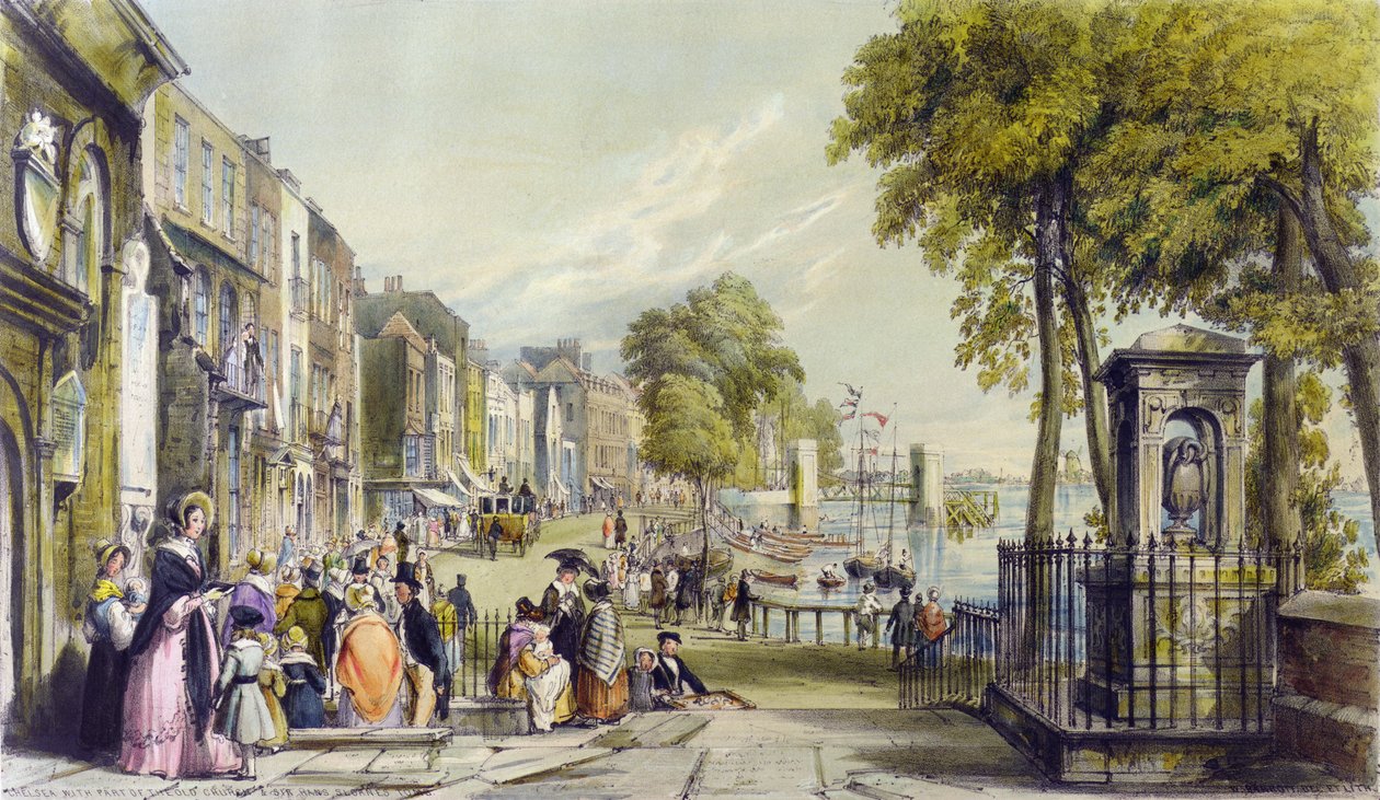 Uitzicht op Cheyne Walk, Chelsea, 1840 door William Parrott