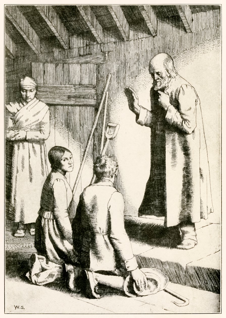 Huwelijk van Mercy en Matthew" uit "De Pelgrimsreis Van Deze Wereld, Naar Die Welke Komt" door John Bunyan door William Strang