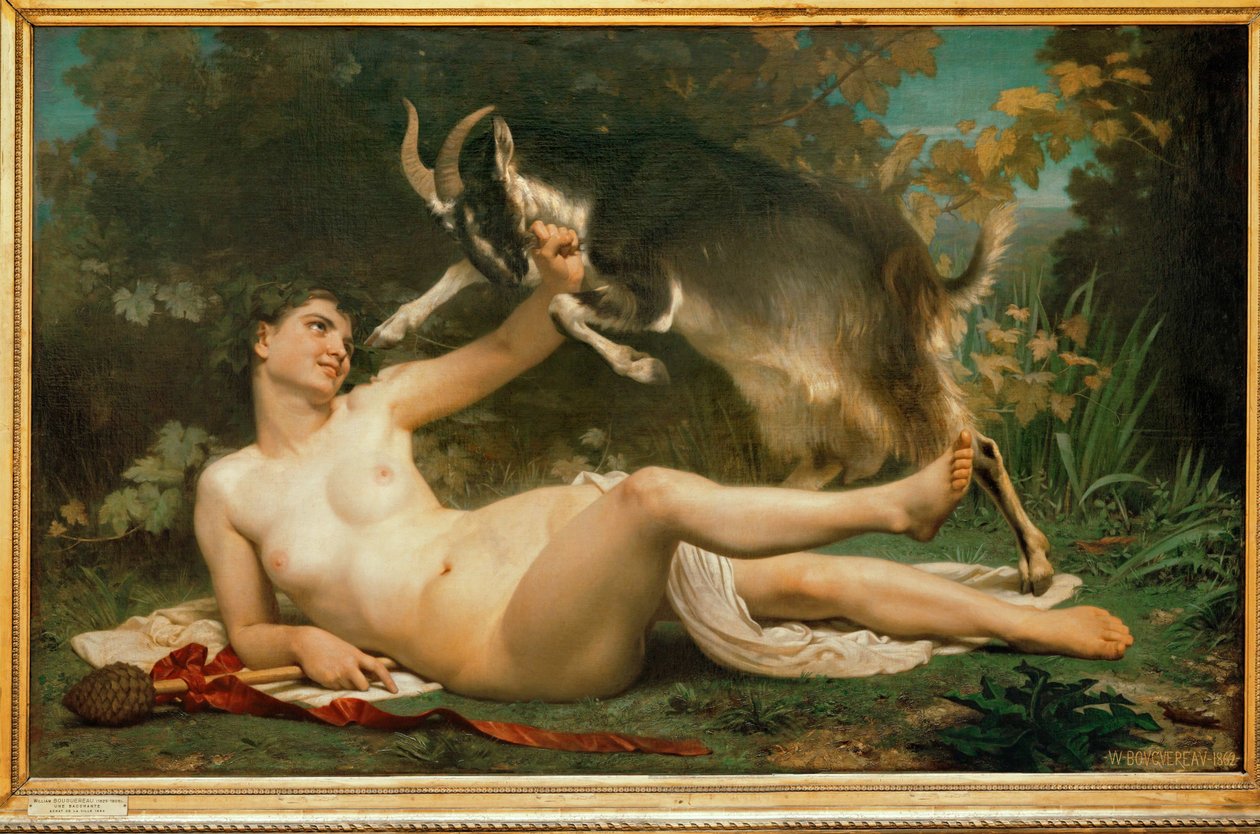 Bacchante (olieverf op doek) door William-Adolphe Bouguereau