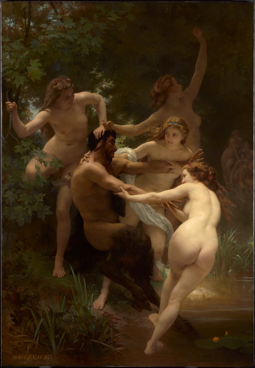 Nimfen en sater door William-Adolphe Bouguereau