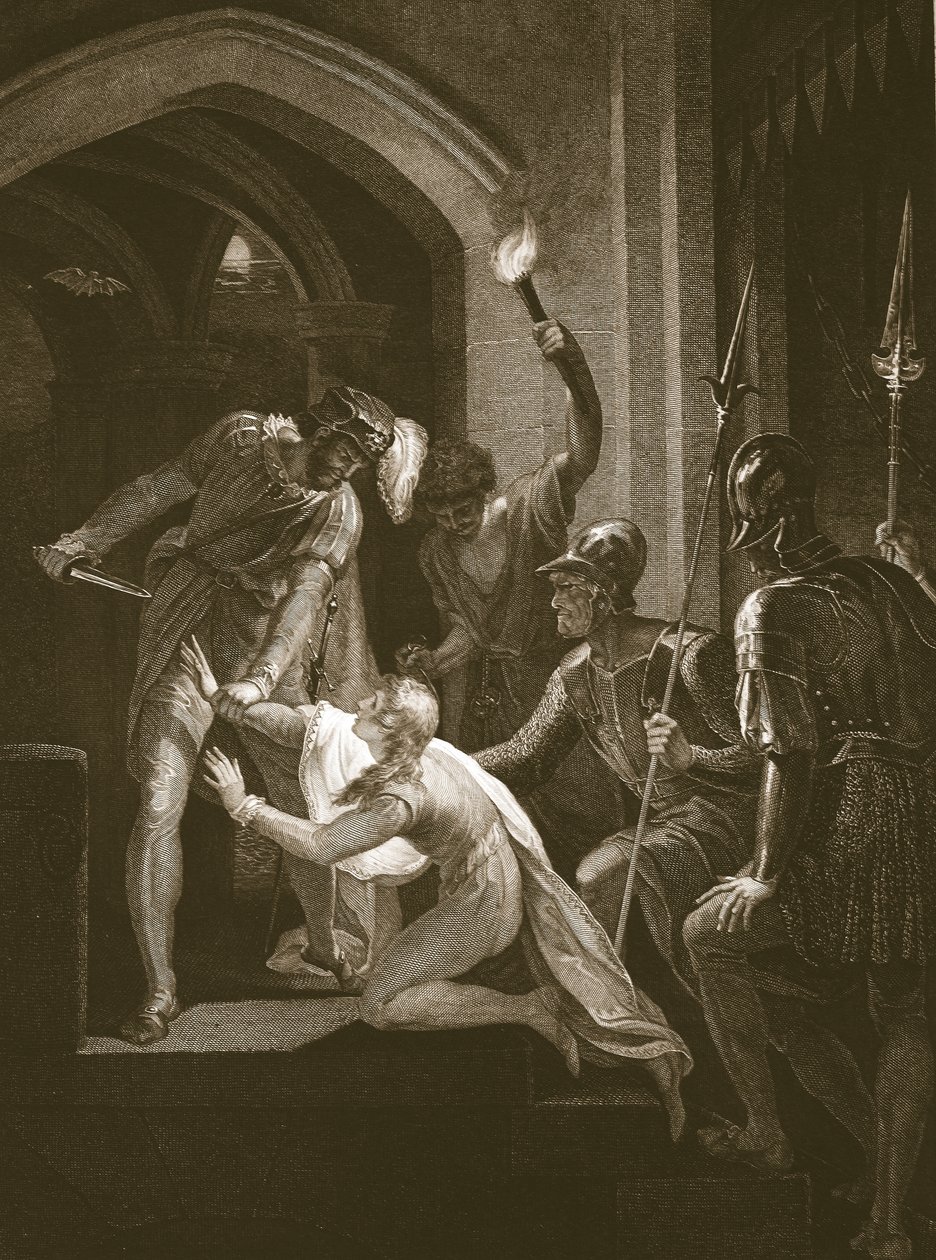 De Dood van Arthur, gegraveerd door J. Fittler, illustratie uit David Hume