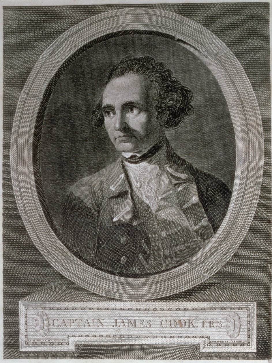 Portret van Kapitein James Cook, uit het frontispice van 