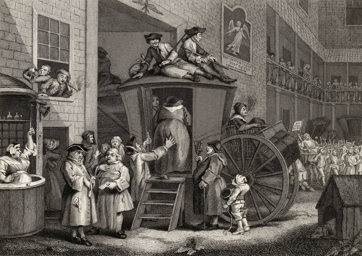 Country Inn Yard, gegraveerd door Timothy Engleheart (1803-79) uit 