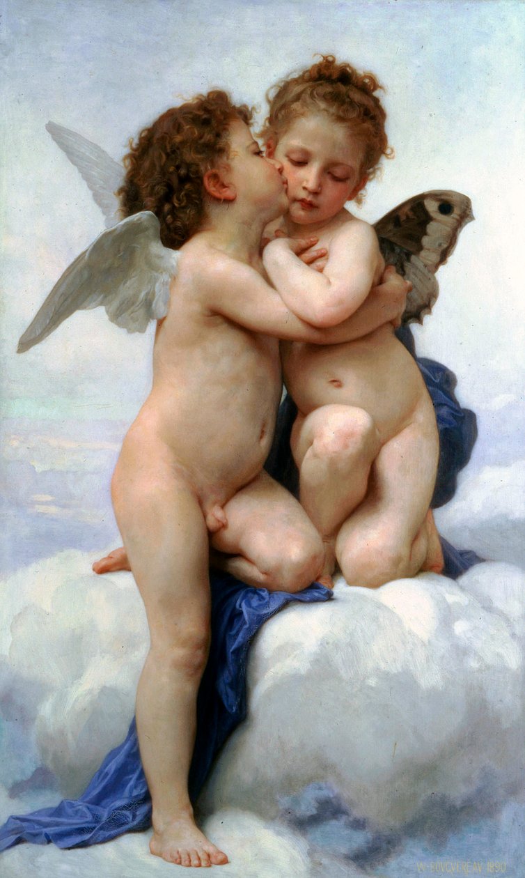 Cupido en Psyche als kinderen, De eerste kus, 1890 door William Adolphe Bouguereau