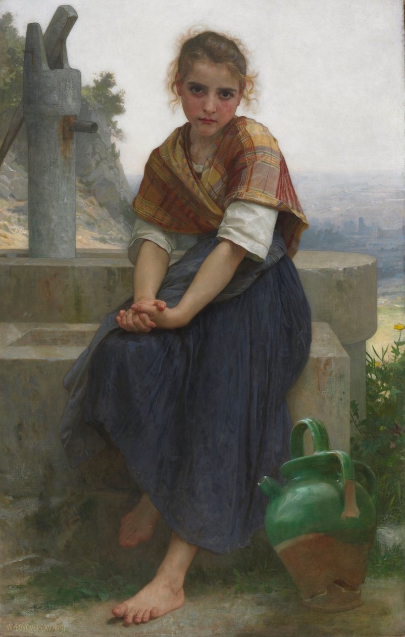 Frans:  La Cruche Cassée De gebroken waterkruik door William Adolphe Bouguereau