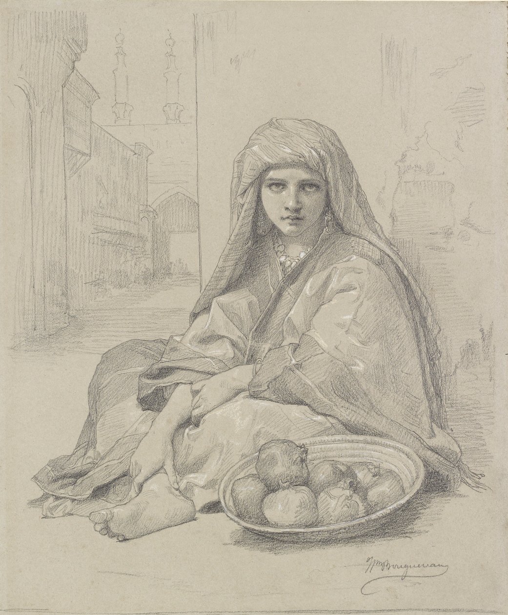 Noord-Afrikaans meisje dat granaatappels verkoopt, laat 19e eeuw door William Adolphe Bouguereau