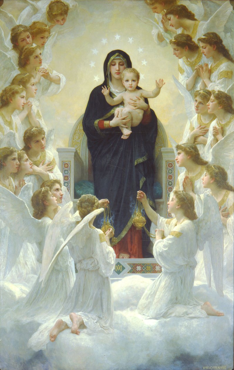 De koningin van de engelen of De Maagd met de engelen door William Adolphe Bouguereau