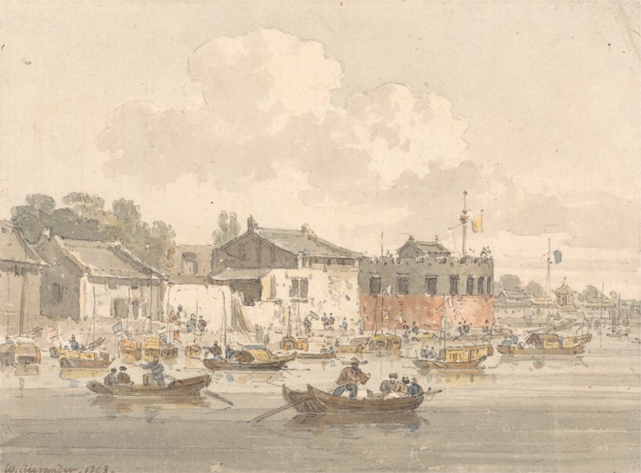 Fort tegenover de fabriek, Canton door William Alexander