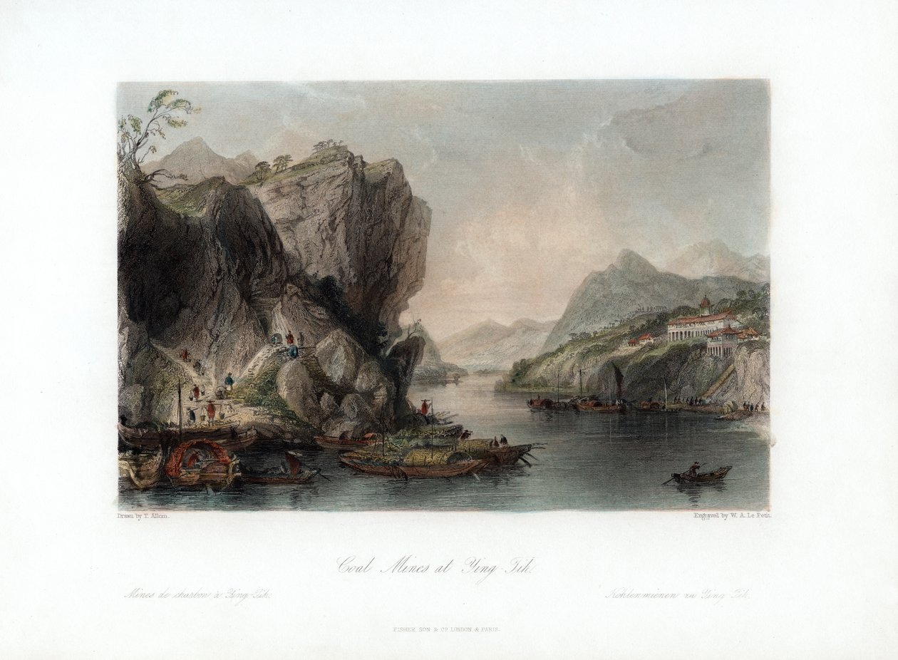 Kolenmijnen bij Ying-Tih, China, c1840 door William Alexander Le Petit
