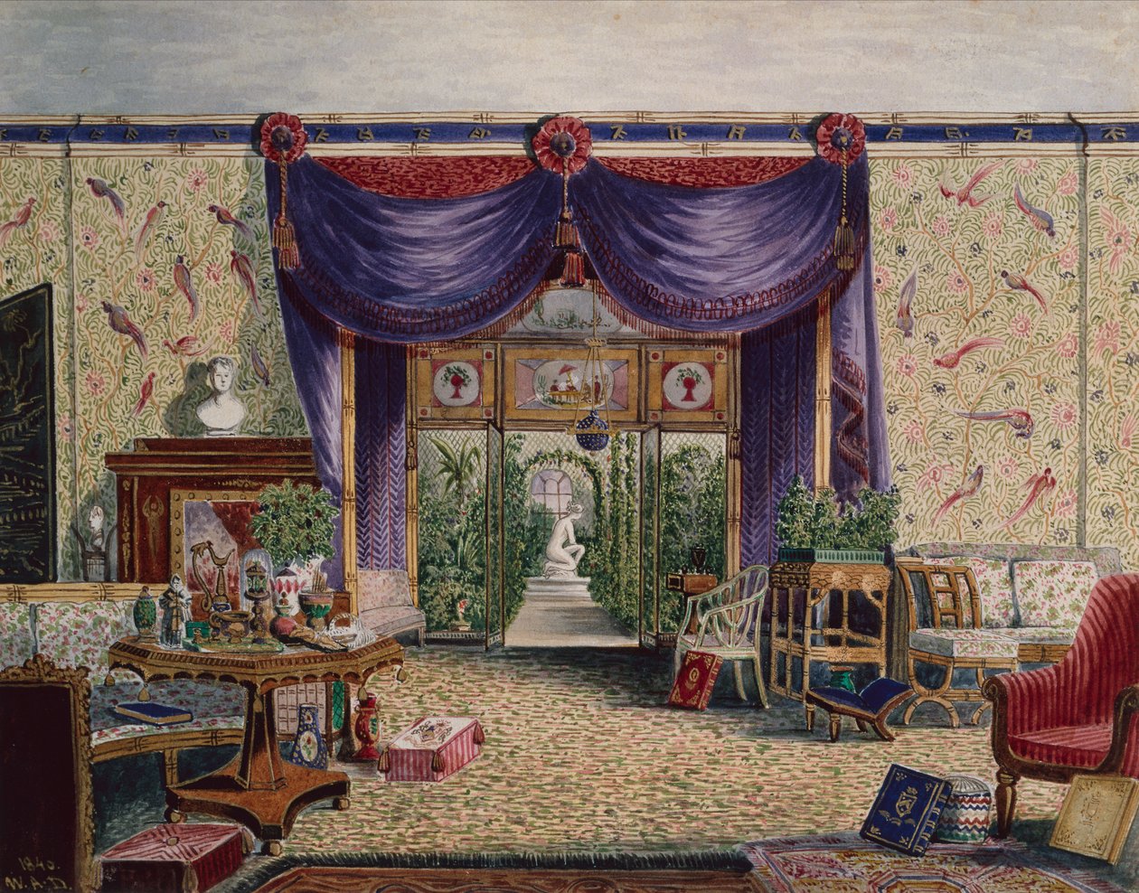De Chinese Kamer in Middleton Park, Oxfordshire door William Alfred Delamotte