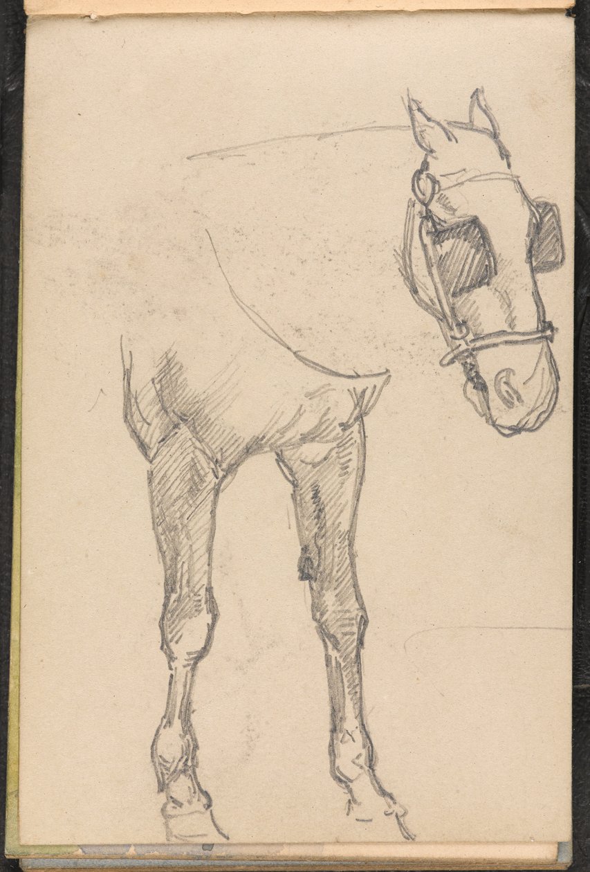Schets van een paard met oogkleppen door William Barnes Wollen