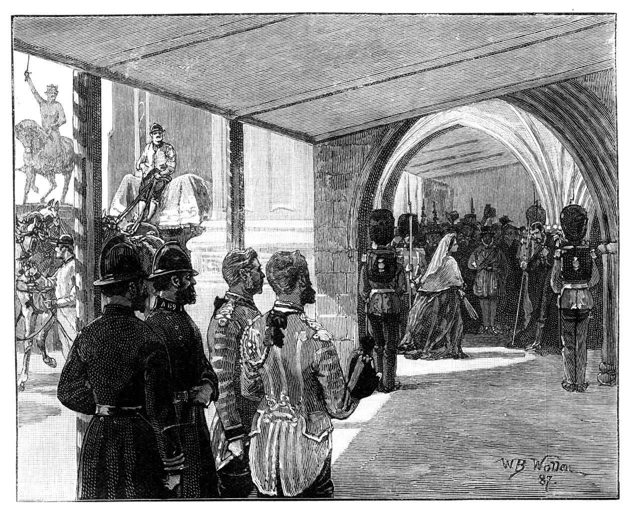 De opening van het parlement, Westminster, Londen, 1866 door William Barnes Wollen