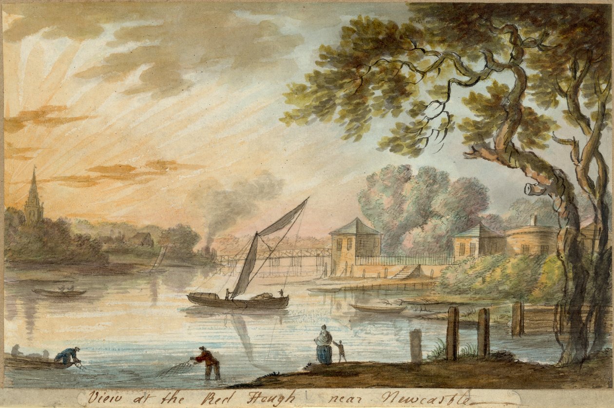 Uitzicht op de Red Heugh bij Newcastle door William Beilby