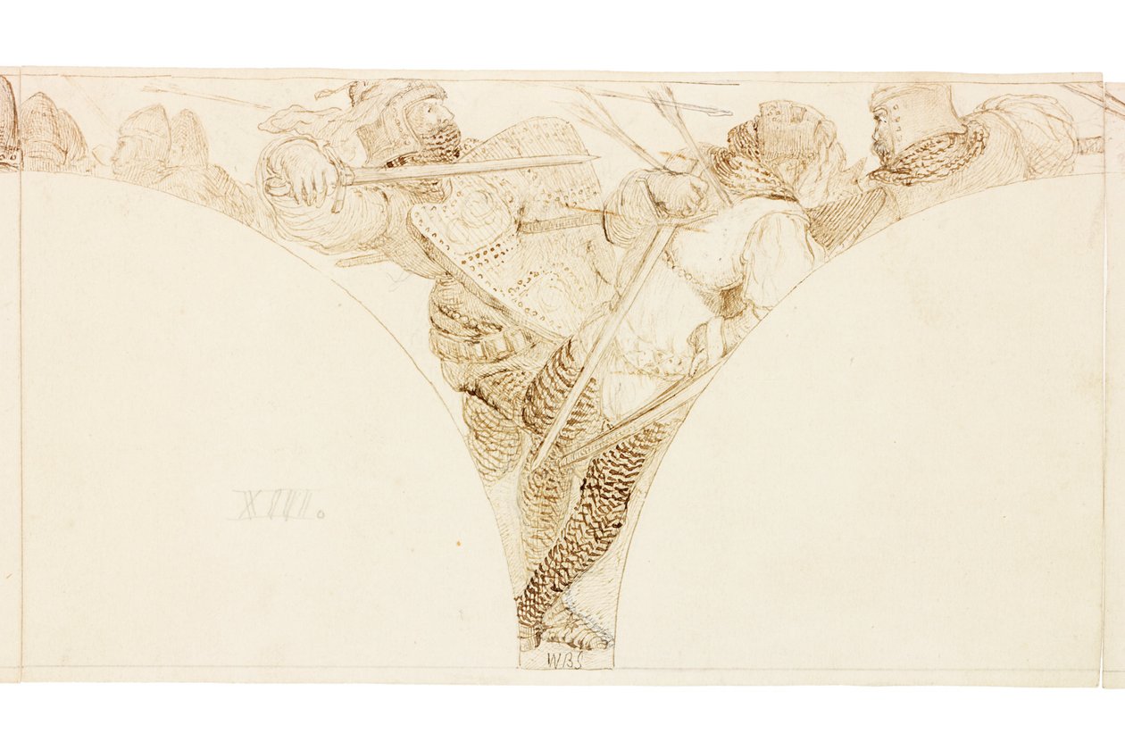 Schets voor Muurschildering in Wallington Hall door William Bell Scott