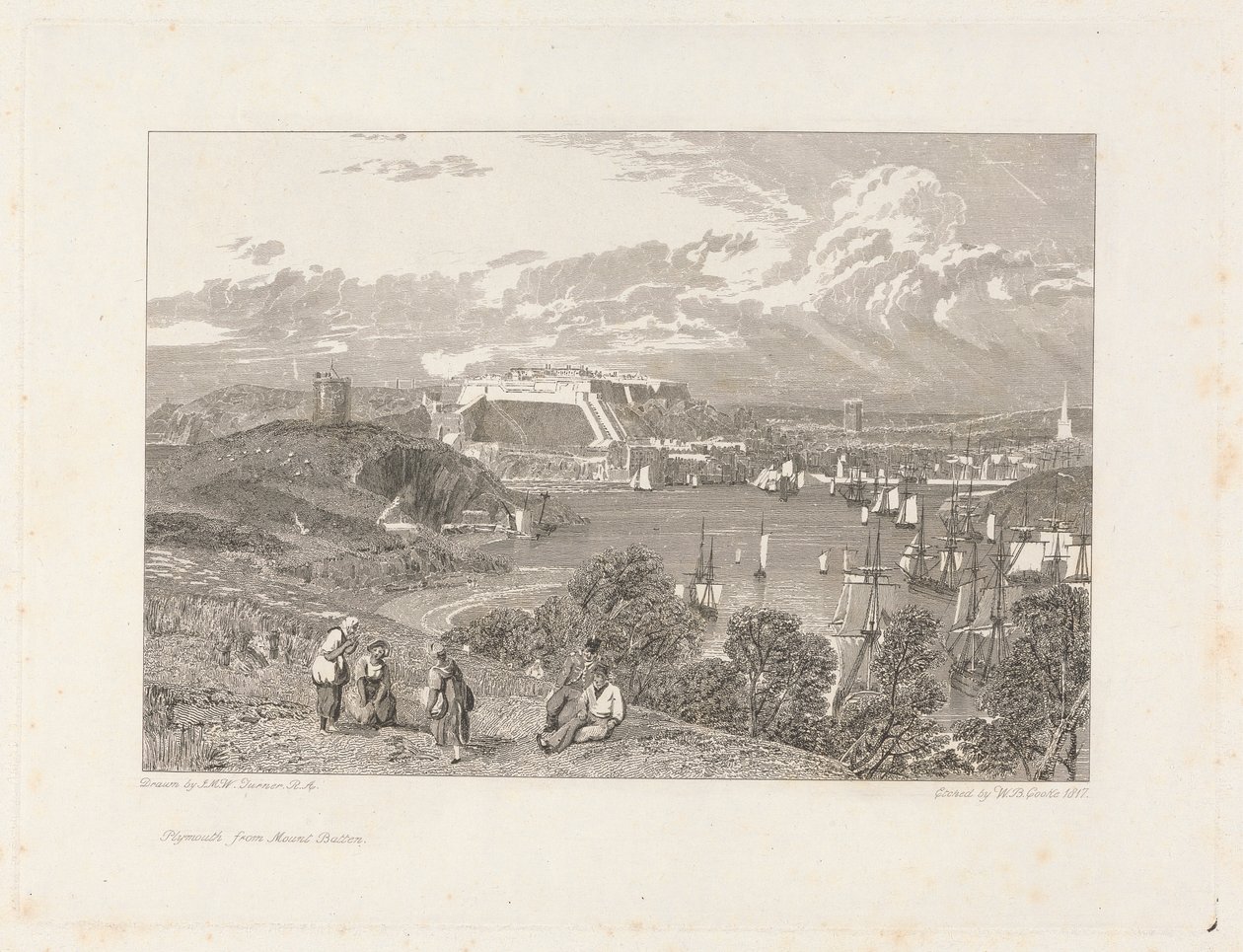 Plymouth, vanaf Mount Batten door William Bernard Cooke