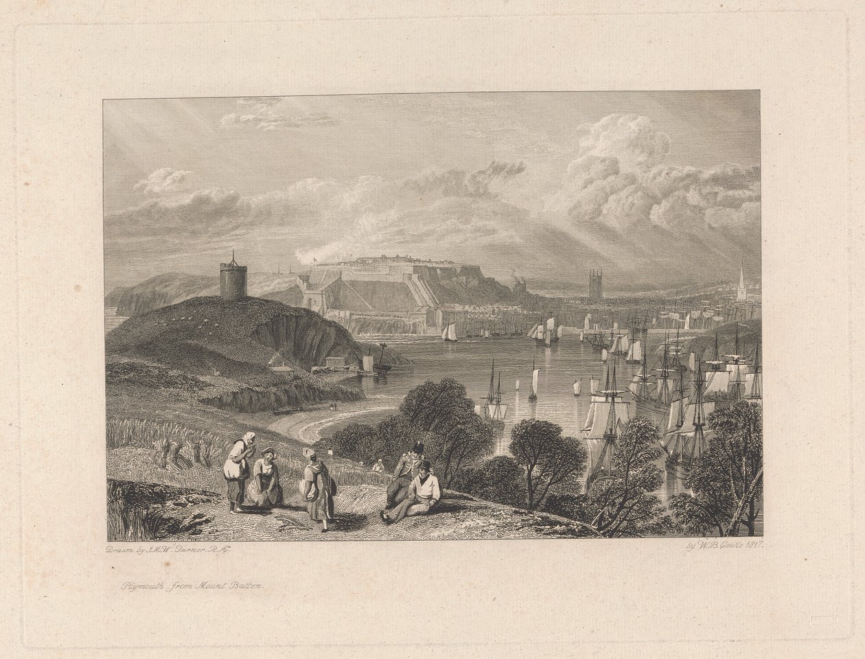 Plymouth, vanaf Mount Batten door William Bernard Cooke